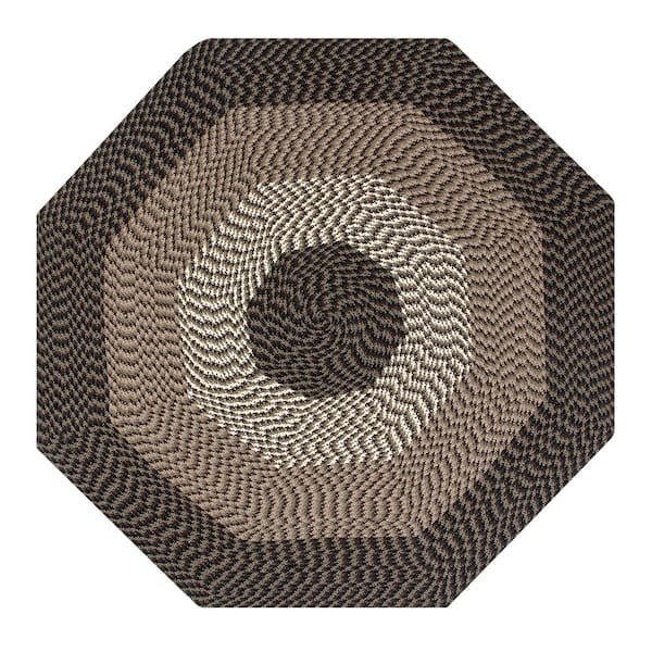 Better Trends Alpine Braid Collection Chocolate Stripe 48" x 48" 100% Polypropylene Reversible Indoor Area Rug