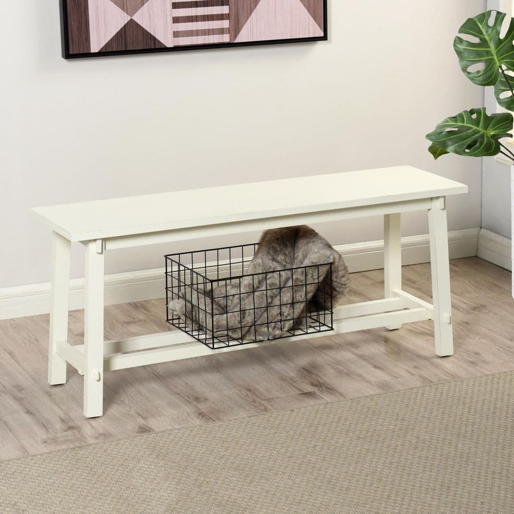 StyleCraft Mabel 42 in. Soft White Slatted Utility Bench AF26883DS ...