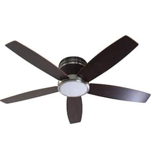 Curves 52 in. Low Profile Hugger Brushed Nickel Ceiling Fan with Teak Motor and Remote C