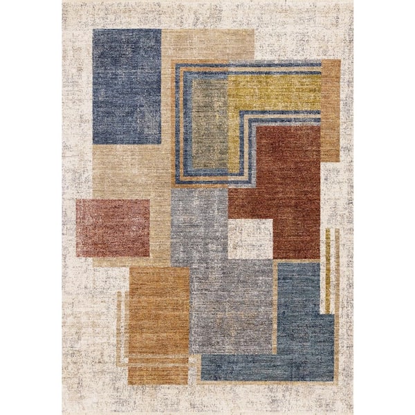 Blue 8 X 10 ft. Woven Geometric Rectangle Indoor Area Rug