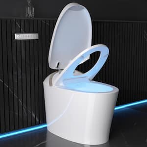 Tankless Elongated Smart Toilet Bidet 1.1/1.45 GPF in White with Auto Close/Flush, UV Sterilization, Warm Water, Dryer