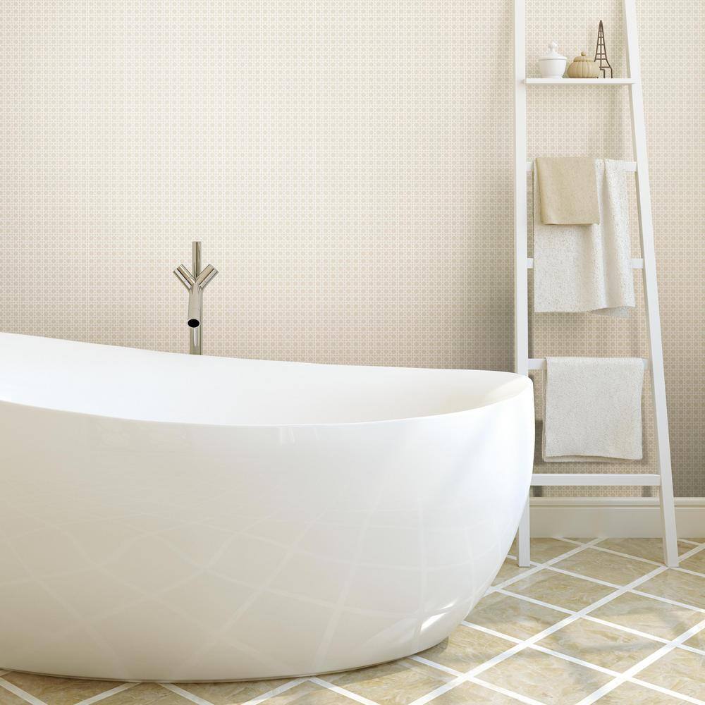 Tan Geometric Peel and Stick Washable Wallpaper Roll