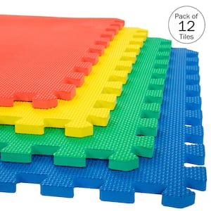 Interlocking Multi-Color 24 in. W x 24 in. x 0.5 in Thick Exercise/Gym Flooring Foam Tiles - 4 Tiles/Case (48 sq. ft.)