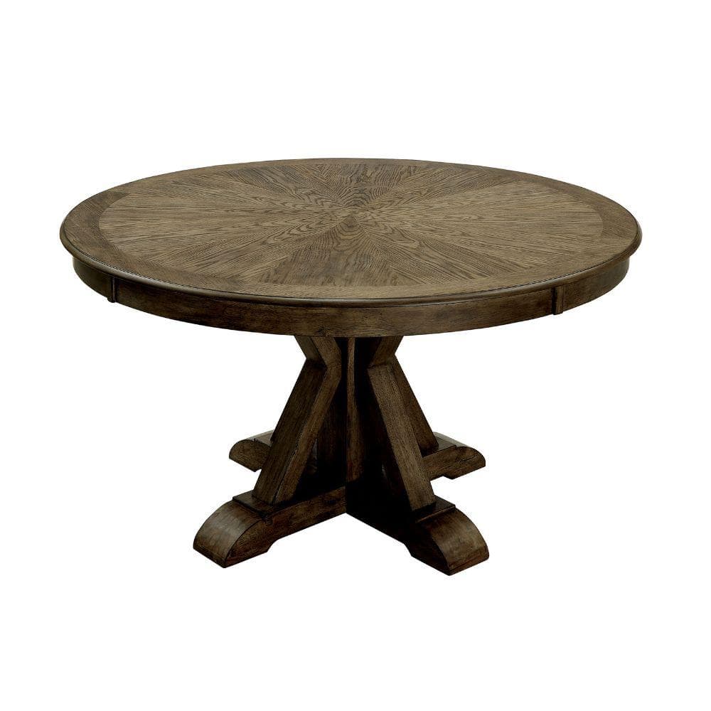 Benjara Modern Style 54 in. Brown Wooden Pedestal Base Dining