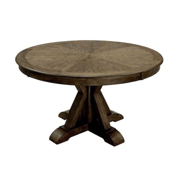 Benjara Modern Style 54 in. Brown Wooden Pedestal Base Dining Table (Seats 4)