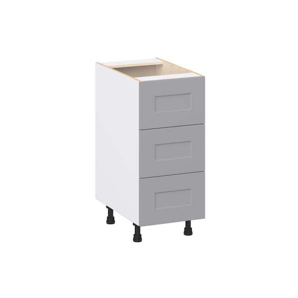 Roseland 15 in. W x 24 in. D x 34.5 in. H Assembled Shaker Drawer Base Kitchen Cabinet in Slate Gray with 3 Drawers
