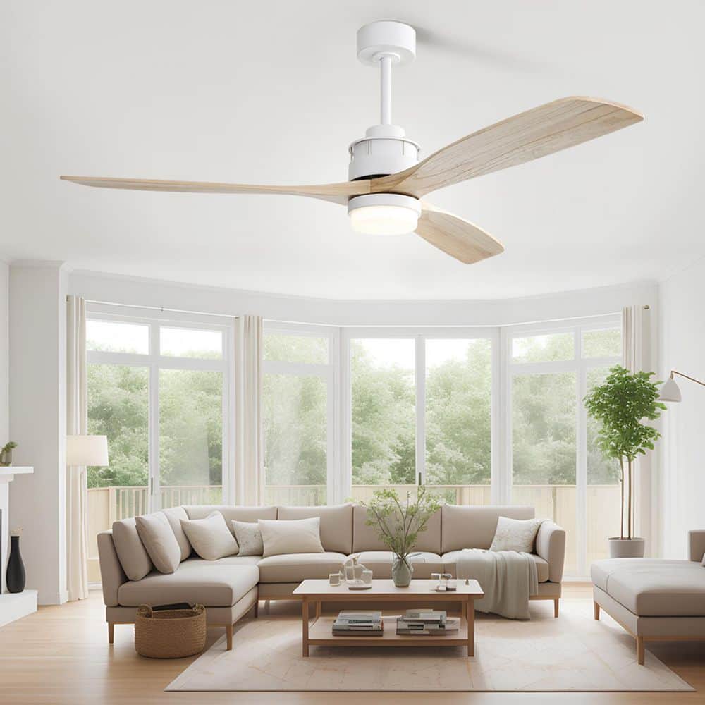 60 in. Indoor/Outdoor White Downrod Mount Standard Ceiling Fan with 3-Solid Wood Blades, Reversible DC Motor and Remote price history on PriceWatchPro