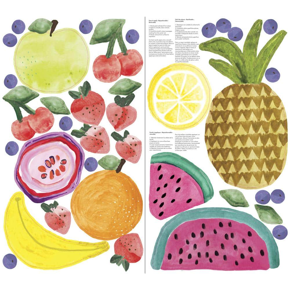 Multicolor Tropical Fruit Peel and Stick Wall Decal Set