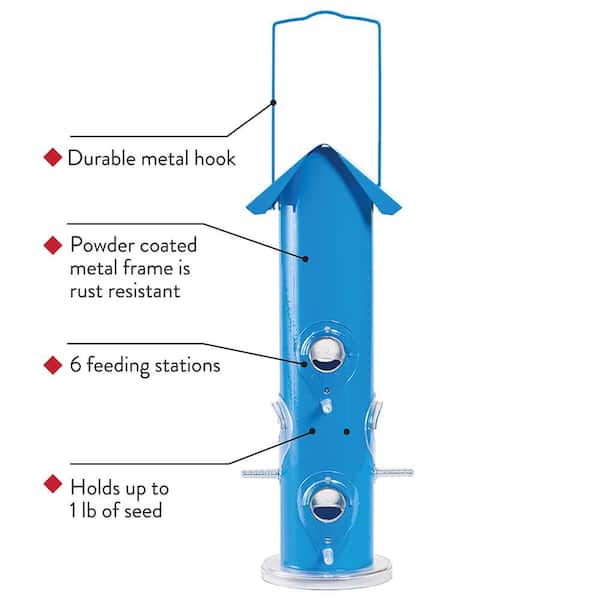 Blue Metal Tube Wild Bird Feeder - 1 lb. Capacity