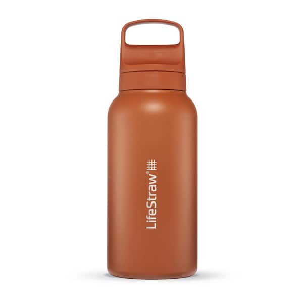 LIFESTRAW Go Series 1 l Stainless Steel Water Bottle with Filter, Kyoto Orange