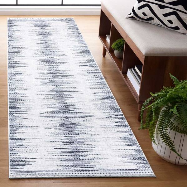 Alamo 2 ft. x 8 ft. Gray/Charcoal Horizontal Transitional Runner Rug