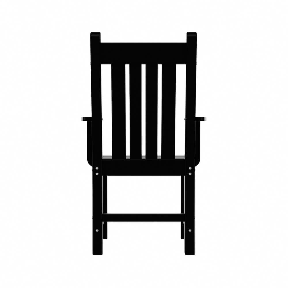 Black Outdoor Patio Dining Armchair with Contoured Back