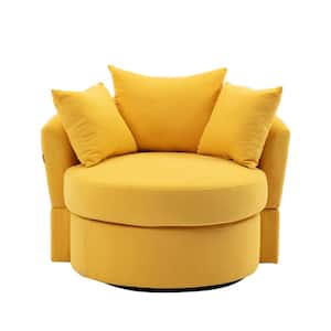 Yellow Linen Modern Accent Chair for Hotel Living Room