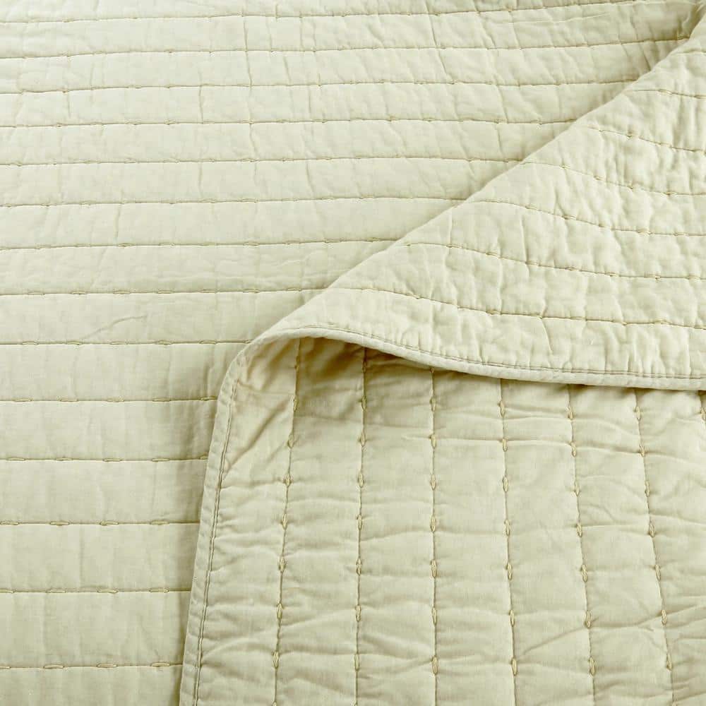 Sandy Beige Queen Cotton Bedspread Set