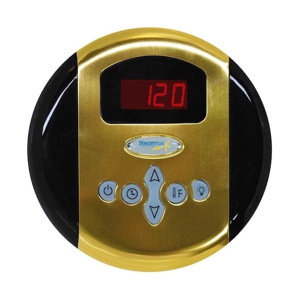 SteamSpa Programmable Steam Bath Generator Control Panel with Presets in Polished Brass