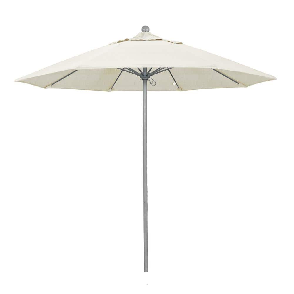 9 ft. Gray Woodgrain Aluminum Commercial Market Patio Umbrella Fiberglass Ribs and Push Lift in Canvas Sunbrella price history on PriceWatchPro