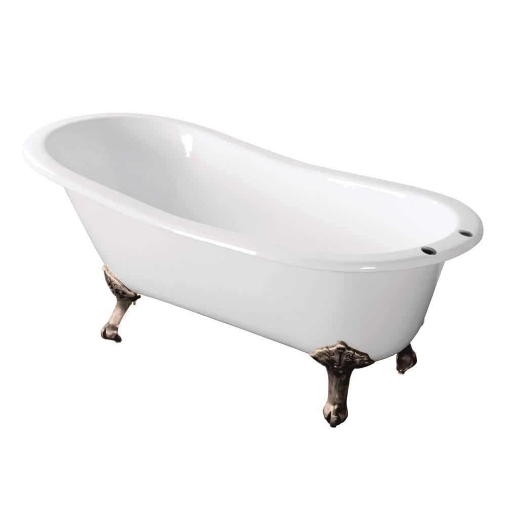 Aqua Eden 67 in. Cast Iron Single Slipper Clawfoot Bathtub