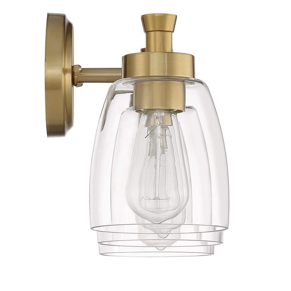 Henning Satin Brass 3-Light Vanity with Clear Glass Shades