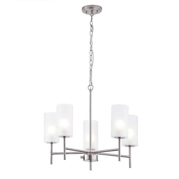 Home Decorators Collection Florabelle 5LT Chandelier modern brushed nickel finish with glass shades