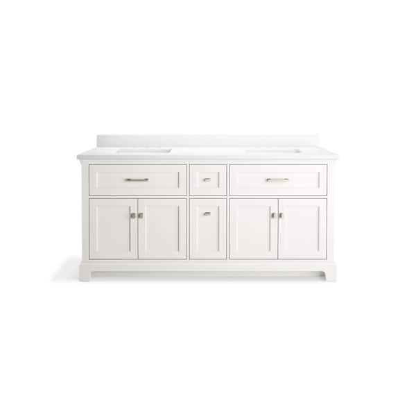 KOHLER Charlemont 73.75in. Double Sink Freestanding White Bath Vanity with White Quartz Top Assembled