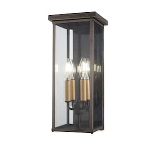 Casway 4-Light Oil Rubbed Bronze with Gold Highlights Outdoor Wall Lantern Sconce