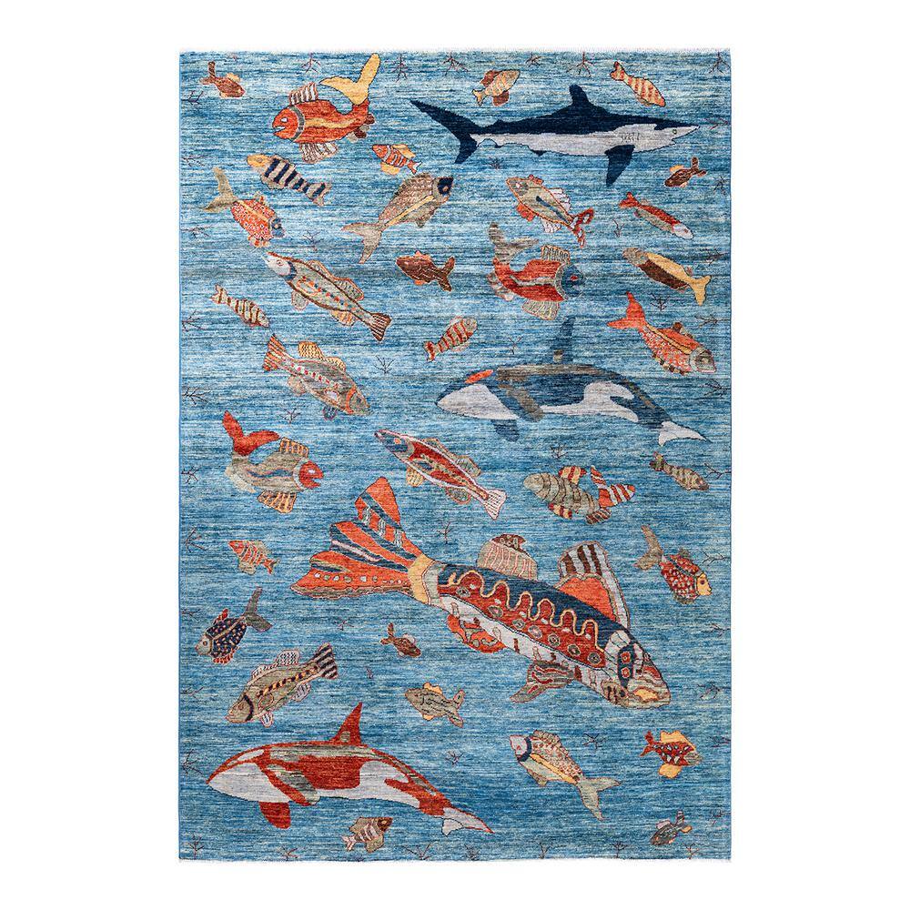 Serapi Light Blue 6 ft. x 9 ft. Tribal Wool Indoor Area Rug price history on PriceWatchPro