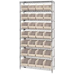 Giant Open Hopper 36in. x 14 in. x 74 in. Wire Chrome Heavy Duty 8-Tier Industrial Shelving Unit