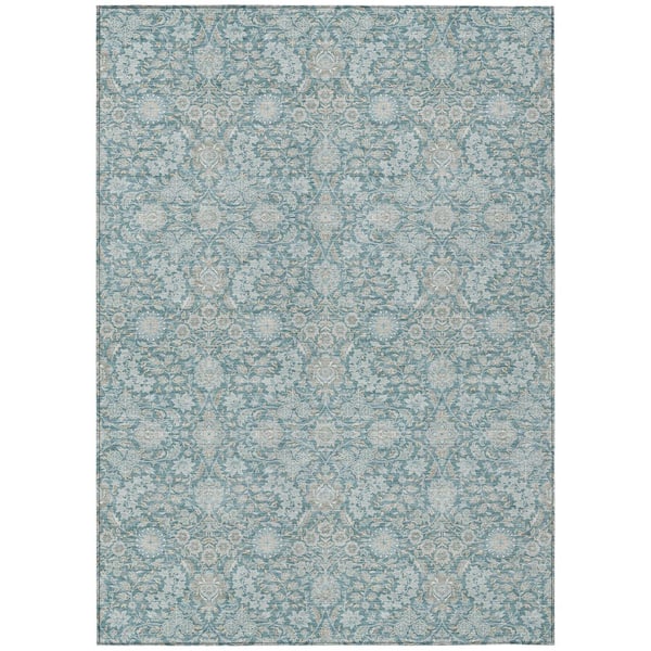Chantille Machine Washable Indoor/Outdoor Abstract ACN3101 Teal 3 ft. x 5 ft. Area Rug