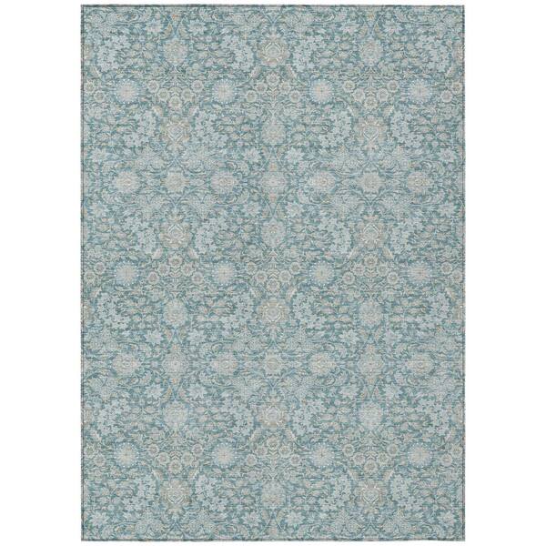 Chantille Machine Washable Indoor/Outdoor Abstract ACN3101 Teal 5 ft. x 7 ft. 6 in. Area Rug
