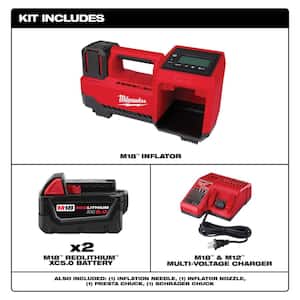 M18 18-Volt Lithium-Ion Cordless Inflator with Two 5.0ah and Charger