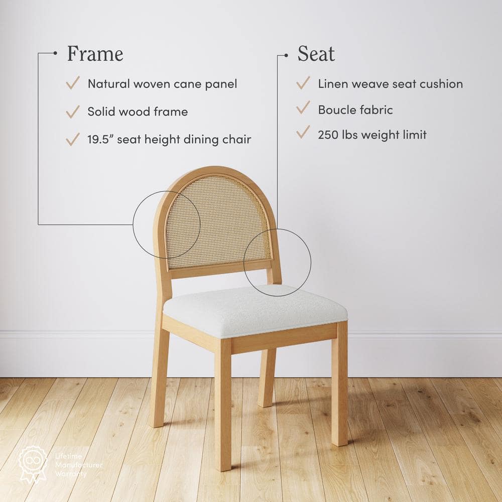 Cream Boucle and Warm Pine High Back Side Chair