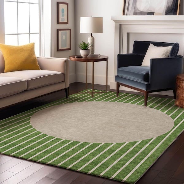 Mayfield Premium Machine Washable Abstract AMF994 Green 10 ft. x 14 ft. Area Rug