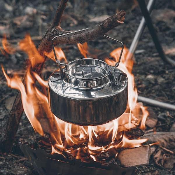 OGETFUUR 1.5 L. SUS 304 Stainless Steel Camping Kettle, Portable