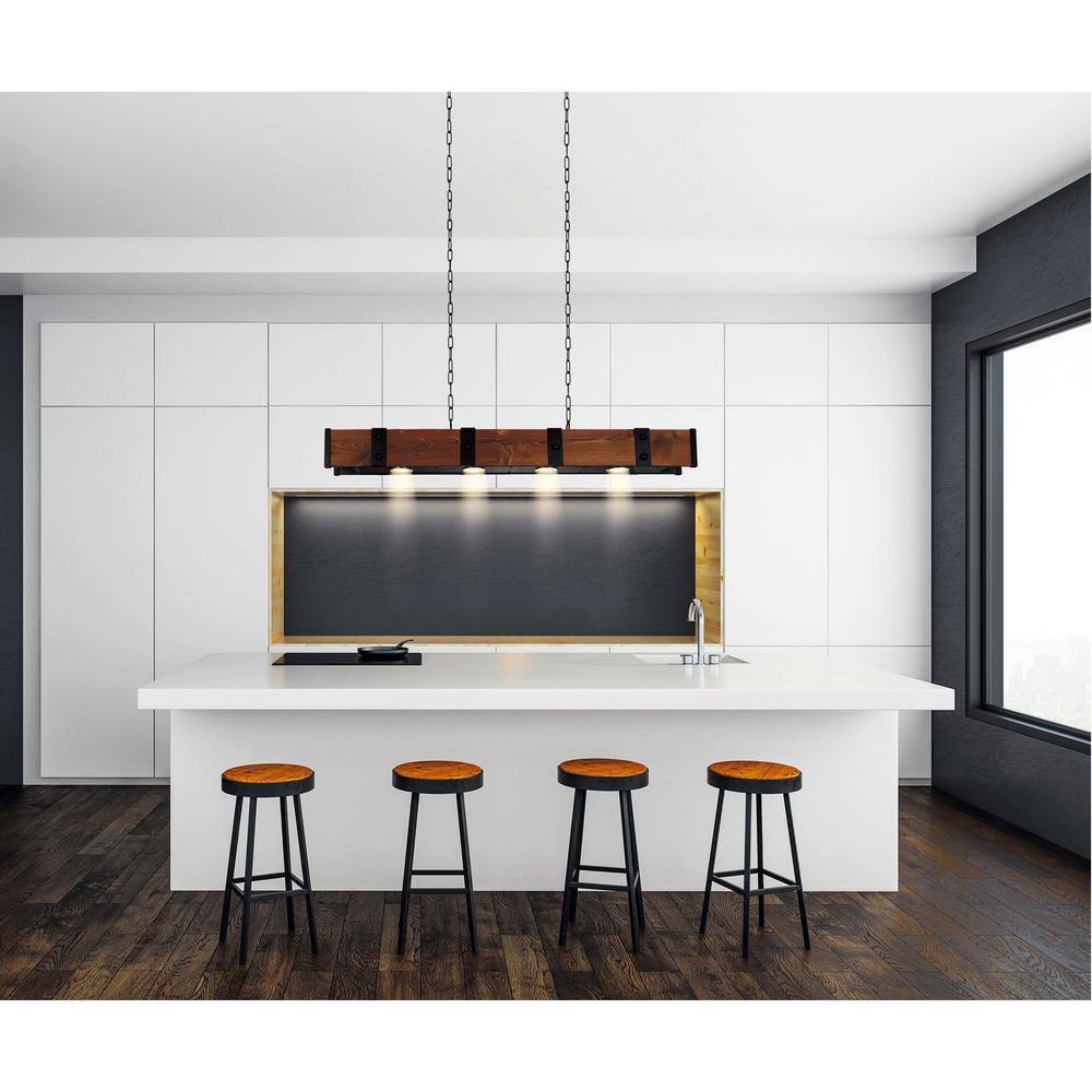 Rustic Crystal-Embellished LED Drum Chandelier in Brown and Black