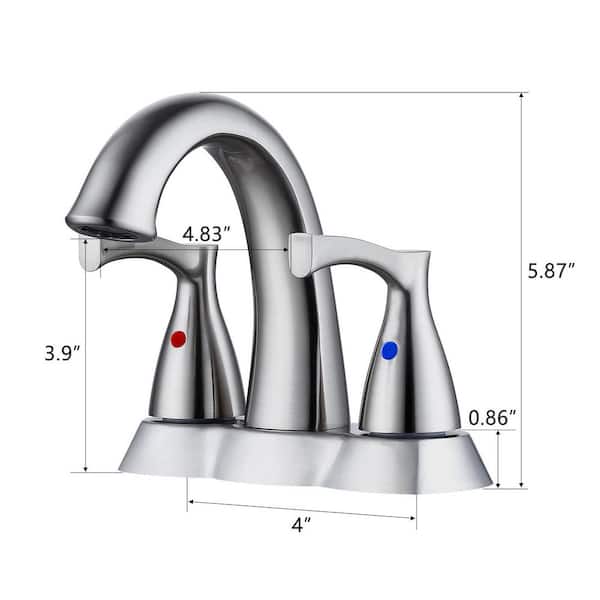 Monset 4 in. Centerset Double Handle Low Arc Bathroom Faucet with Pop-Up Drain in Brushed Nickel