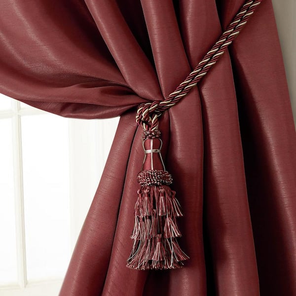 Elrene Charlotte 24 in. Tassel Tieback Rope Cord Window Curtain Accessories in Red