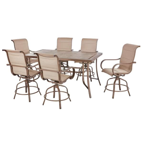 Home Decorators Collection Sun Valley 7-Piece Aluminum Outdoor Patio Bar Height Dining Set with Sunbrella Sling