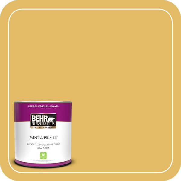 BEHR PREMIUM PLUS 1 qt. #MQ4-12 Dandelion Wish Eggshell Enamel Low Odor Interior Paint & Primer