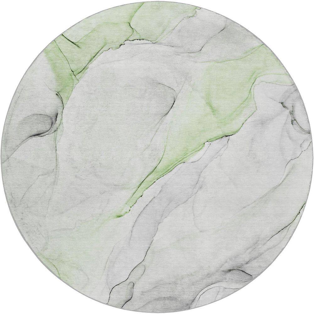 Dream Shag Premium Machine Washable Abstract ADS515 Green 8 ft. x 8 ft. Round Rug price history on PriceWatchPro