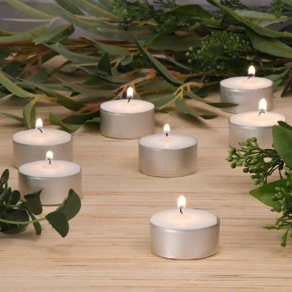 Elegant White Unscented Tealight Candles, 100-Count with Bow Embellishment