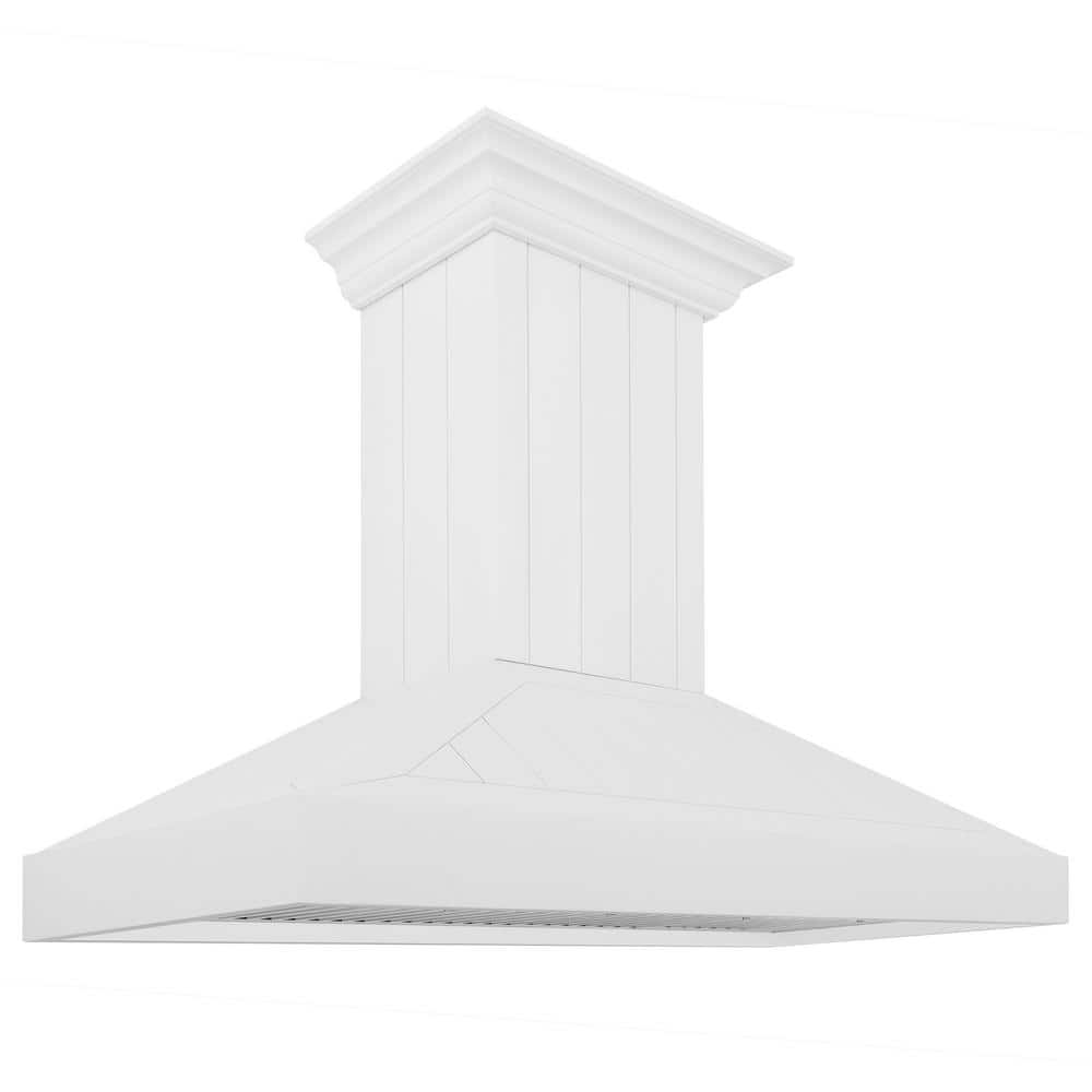 48 in. 400 CFM Convertible Wooden Wall Mount Range Hood in Shiplap Bright White