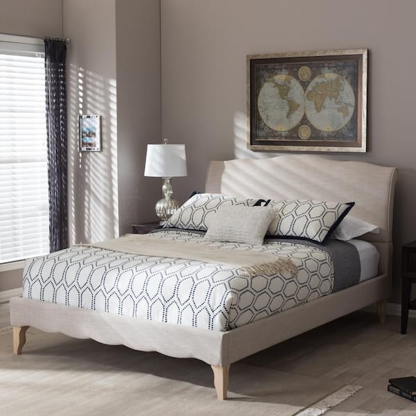 Baxton Studio Fannie Beige King Upholstered Bed 28862 7013 HD