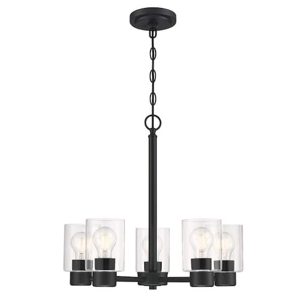 Westinghouse Sylvestre 5-Lights Matte Black Chandelier with Clear Glass