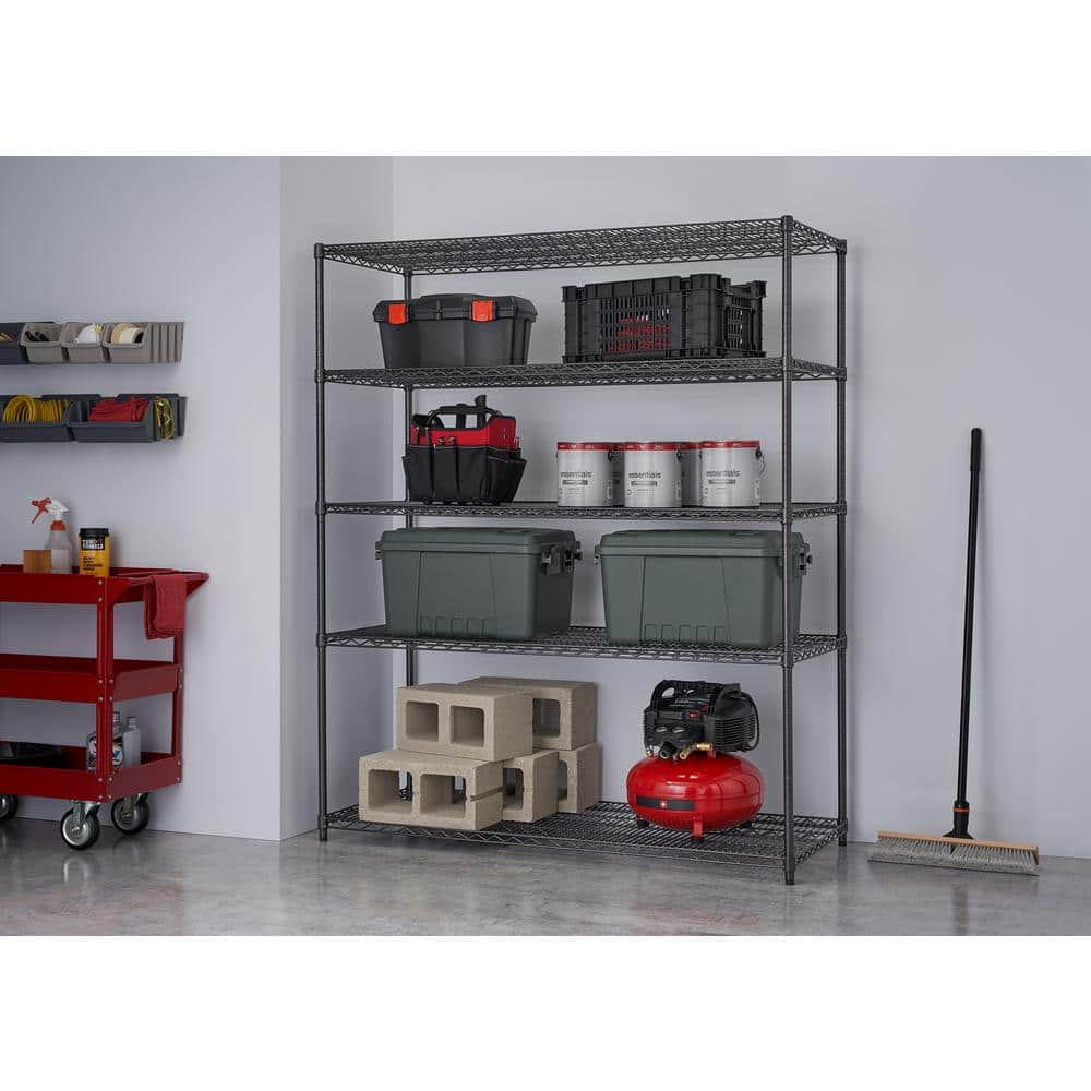 Goplus 5-Tier Metal Storage Shelves 60 inch Garage Rack W/Adjustable Shelves  Blue in the Column Shelves department at