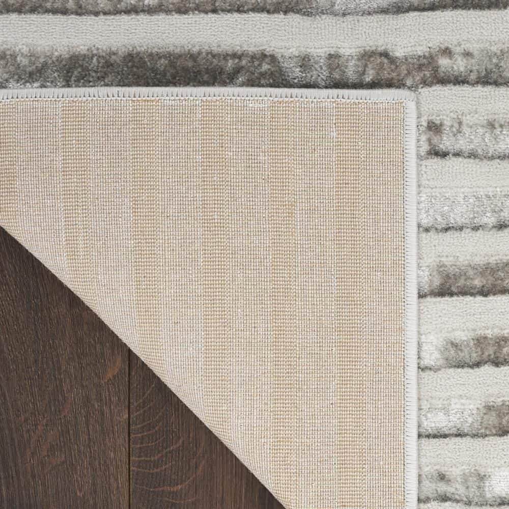 Silver Grey Striped 5' x 7' Synthetic Area Rug