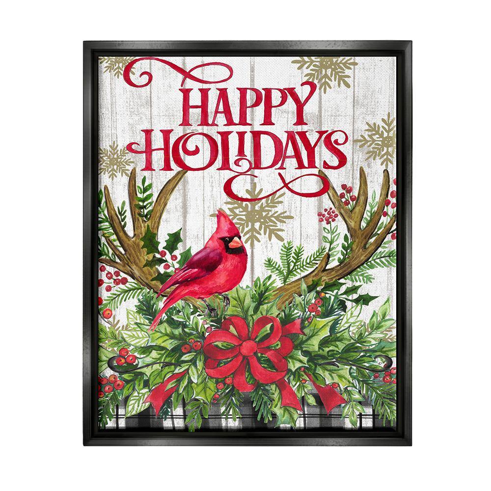 Happy Holidays Cardinal 1-Piece Floater Frame Graphic Print Animal Poster Art Print 31 in. x 25 in. price history on PriceWatchPro