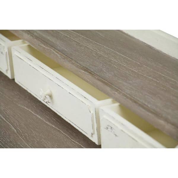 Anjou Chic White and Light Brown Writing Desk with Storage
