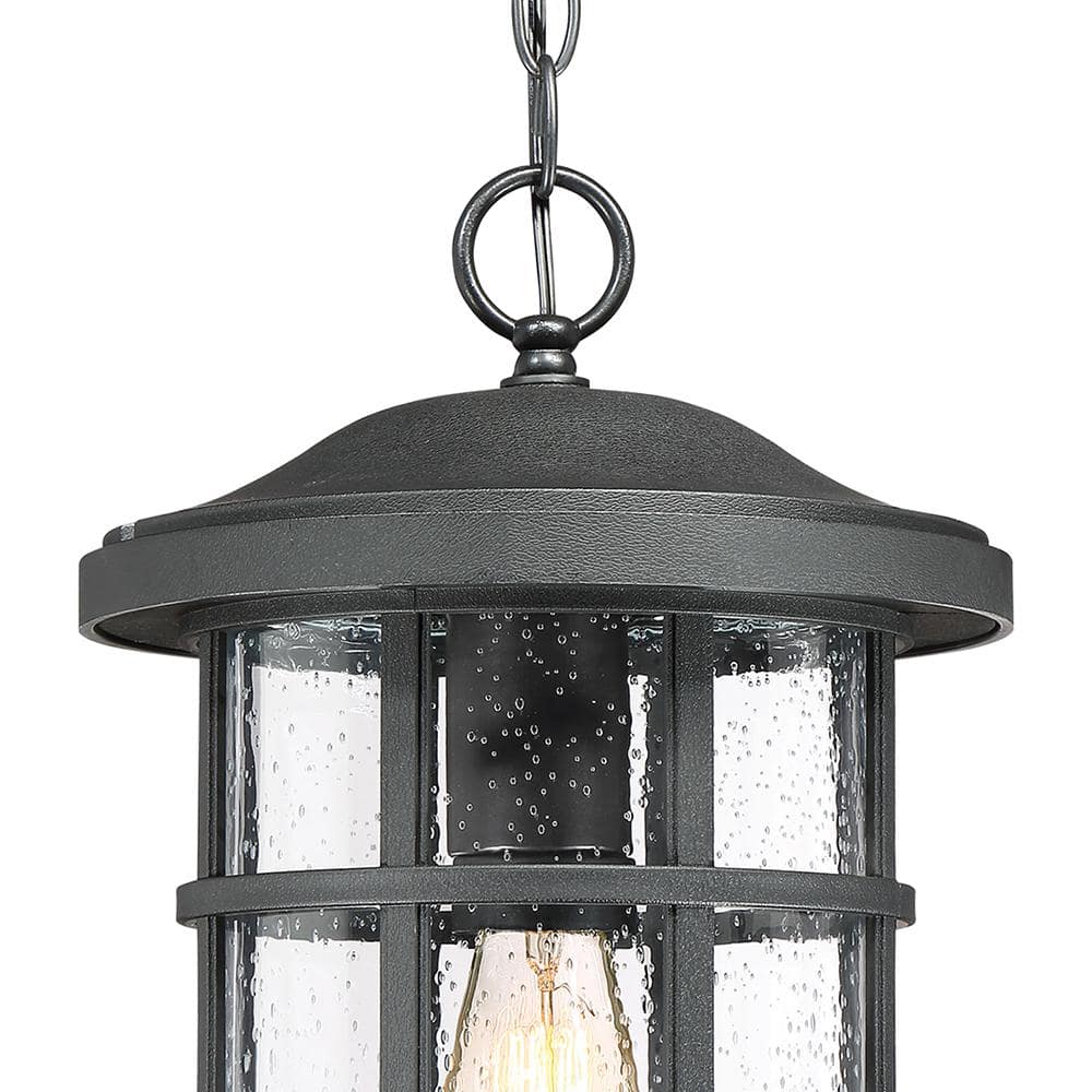 Crusade Earth Black 15.5" Outdoor Pendant with Clear Glass