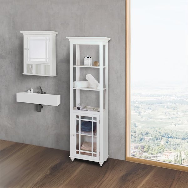 Costway Wall Mount Bathroom Cabinet Storage Organizer Medicine Cabinet with  2-Doors and 1- Shelf Cottage Collection Wall Cabinet Grey