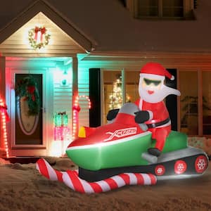 82.75 in Santa Claus with Snowmobile Christmas Inflatable Automatic Inflation and LED Lights